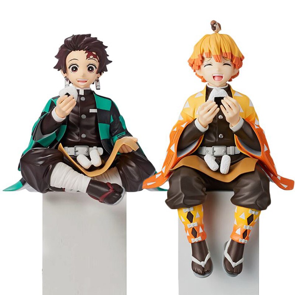 Naa Anime Demon Slayer Tanjirou Eat Rice Balls Cute Sitting Ver PVC Action  Figure Shinob Zenitsu